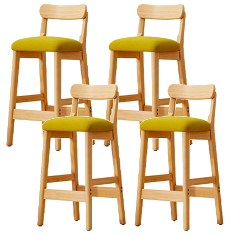 Scandinavian Wood Stool Fabric Upholstered Seat Counter Stool in Matte Finish
