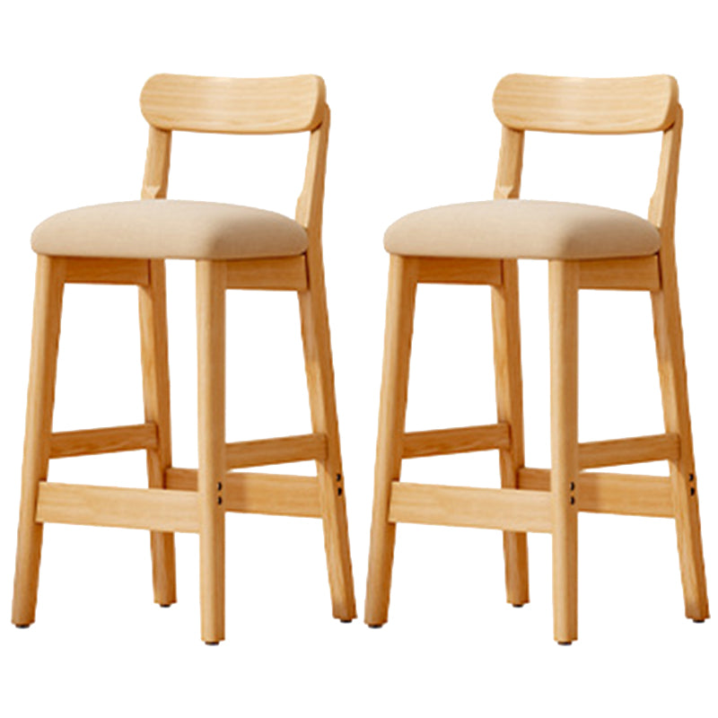 Scandinavian Wood Stool Fabric Upholstered Seat Counter Stool in Matte Finish