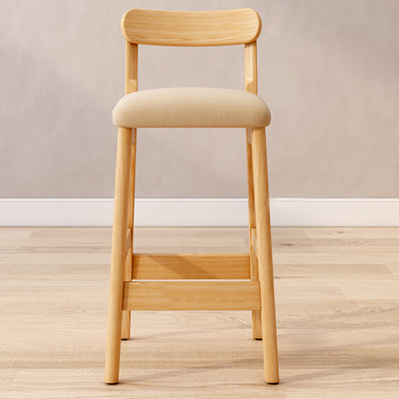 Scandinavian Wood Stool Fabric Upholstered Seat Counter Stool in Matte Finish