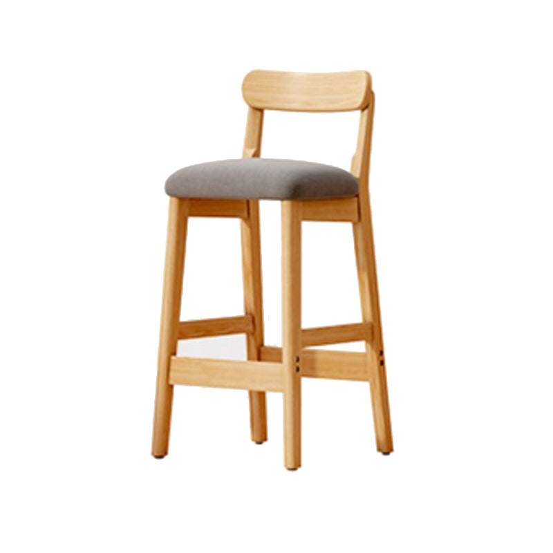Scandinavian Wood Stool Fabric Upholstered Seat Counter Stool in Matte Finish