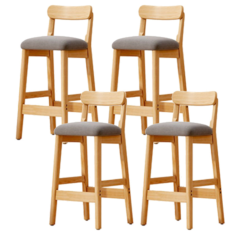 Scandinavian Wood Stool Fabric Upholstered Seat Counter Stool in Matte Finish