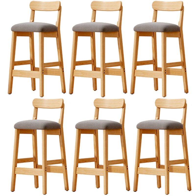 Scandinavian Wood Stool Fabric Upholstered Seat Counter Stool in Matte Finish