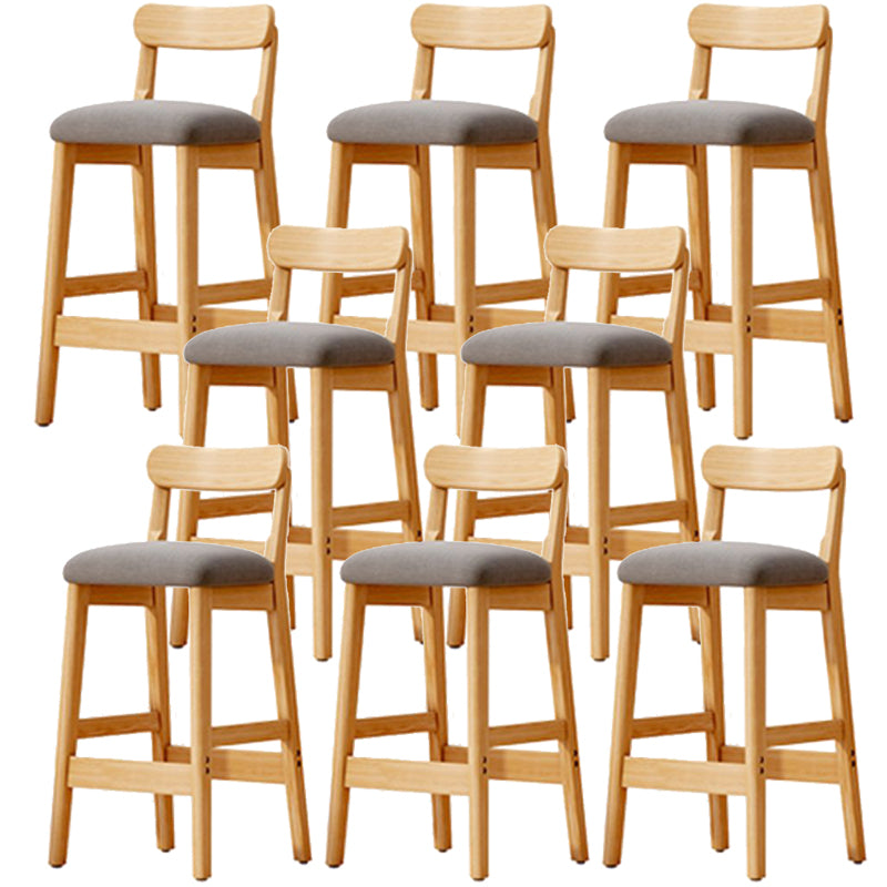 Scandinavian Wood Stool Fabric Upholstered Seat Counter Stool in Matte Finish