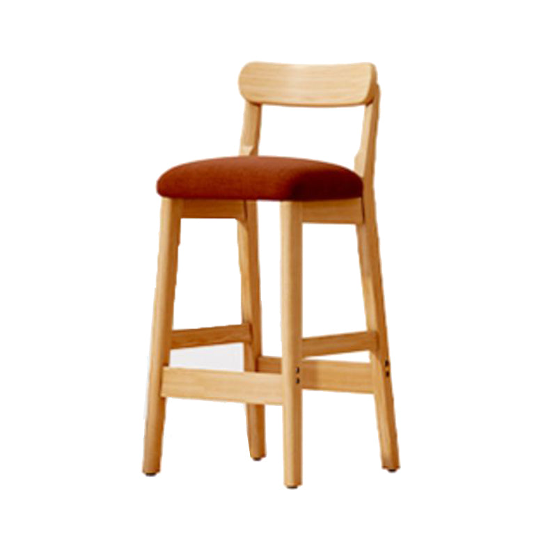 Scandinavian Wood Stool Fabric Upholstered Seat Counter Stool in Matte Finish