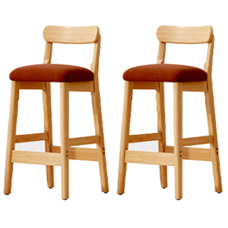 Scandinavian Wood Stool Fabric Upholstered Seat Counter Stool in Matte Finish