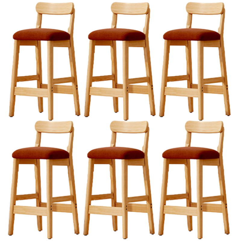 Scandinavian Wood Stool Fabric Upholstered Seat Counter Stool in Matte Finish