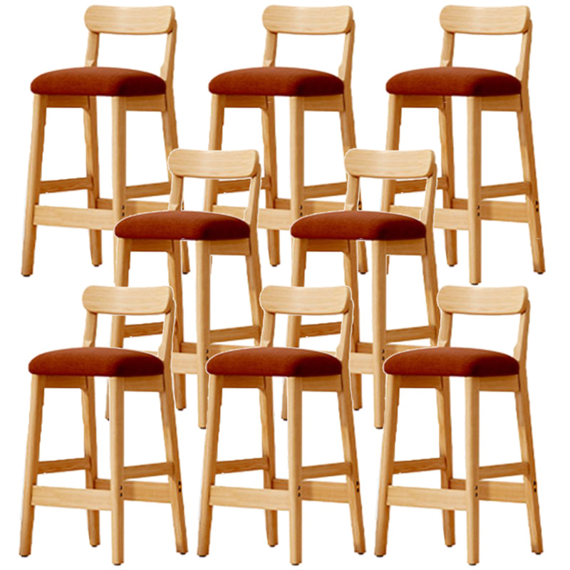 Scandinavian Wood Stool Fabric Upholstered Seat Counter Stool in Matte Finish