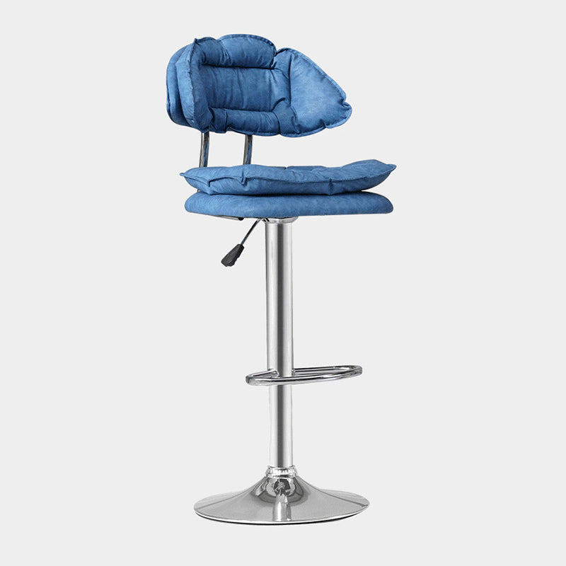 Scandinavian Metal Stool Upholstered Seat Counter Stool in Matte Finish