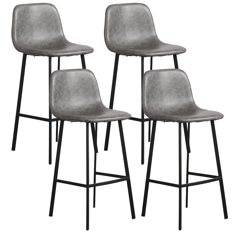 Scandinavian Metal Stool Faux Leather Upholstered Counter Stool