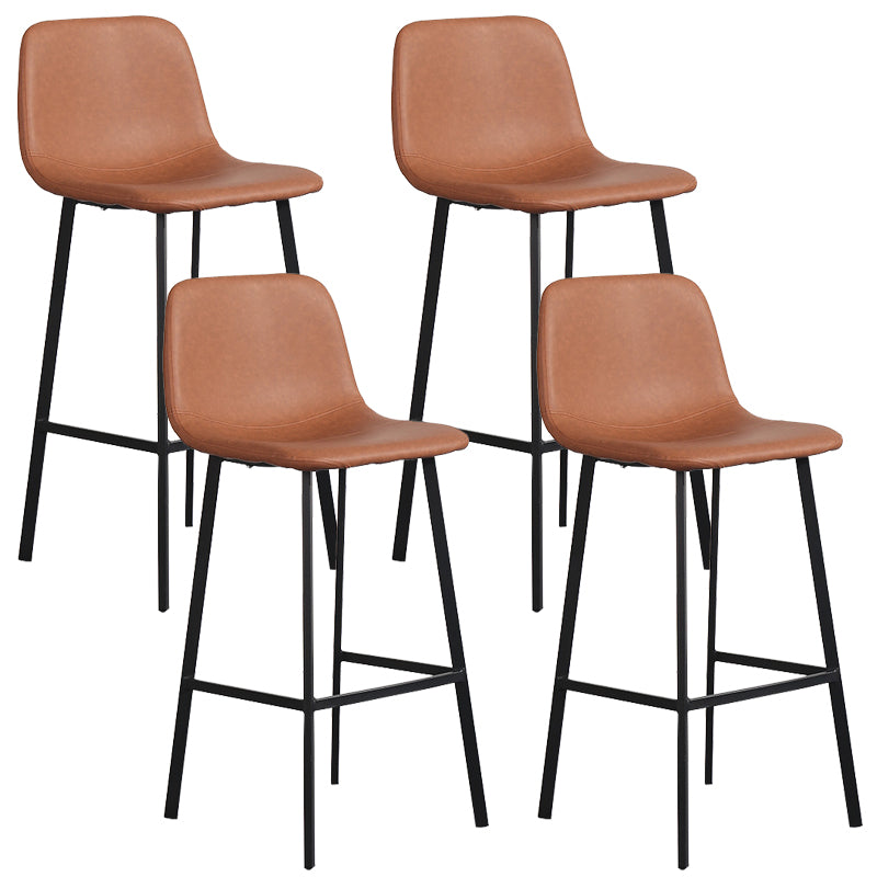 Scandinavian Metal Stool Faux Leather Upholstered Counter Stool