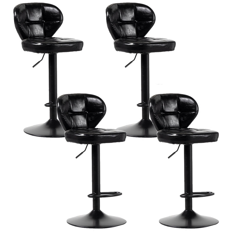 Scandinavian Metal Stool Adjustable Low Back Faux Leather Upholstered Counter Stool