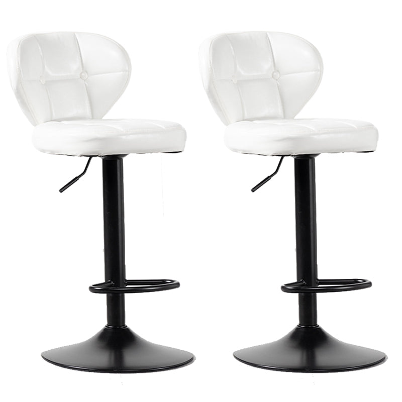 Scandinavian Metal Stool Adjustable Low Back Faux Leather Upholstered Counter Stool