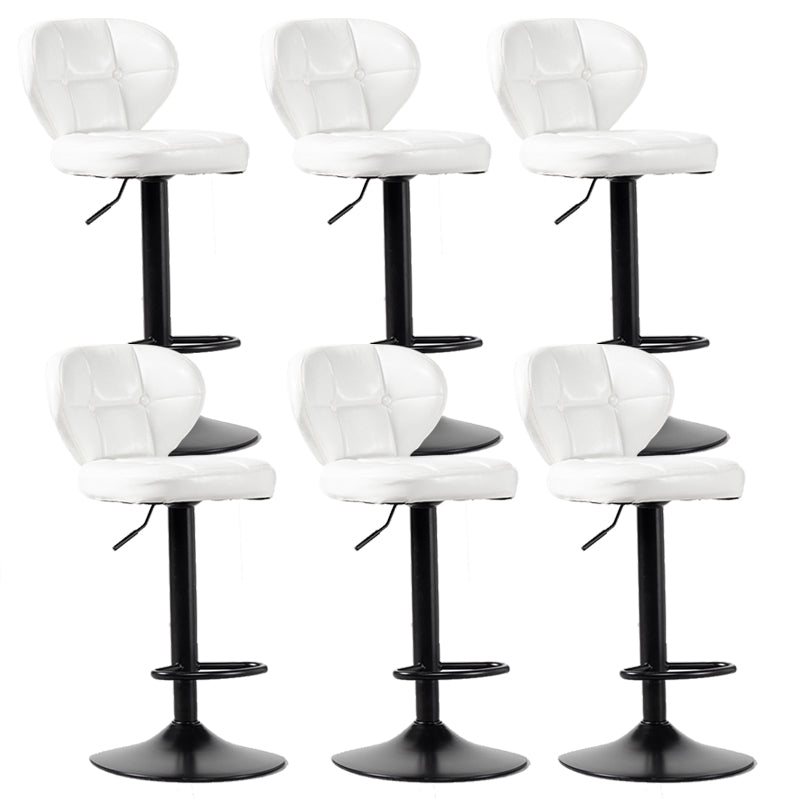 Scandinavian Metal Stool Adjustable Low Back Faux Leather Upholstered Counter Stool