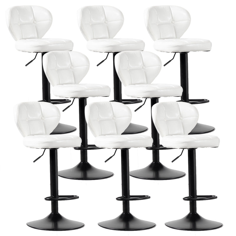 Scandinavian Metal Stool Adjustable Low Back Faux Leather Upholstered Counter Stool