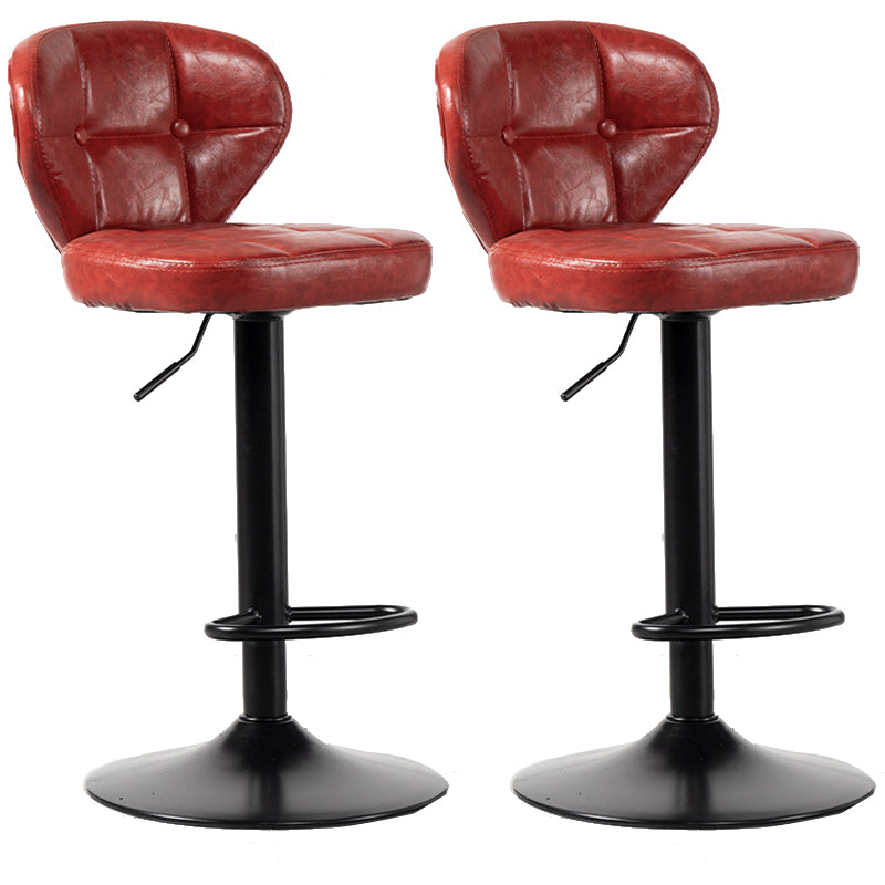 Scandinavian Metal Stool Adjustable Low Back Faux Leather Upholstered Counter Stool