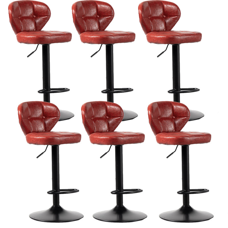 Scandinavian Metal Stool Adjustable Low Back Faux Leather Upholstered Counter Stool