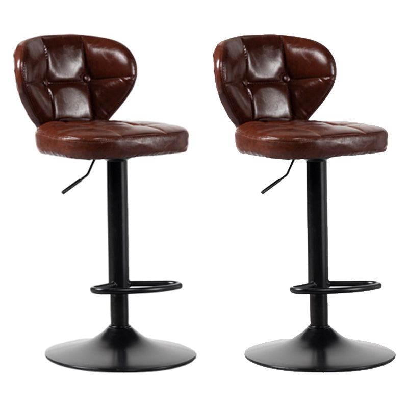Scandinavian Metal Stool Adjustable Low Back Faux Leather Upholstered Counter Stool
