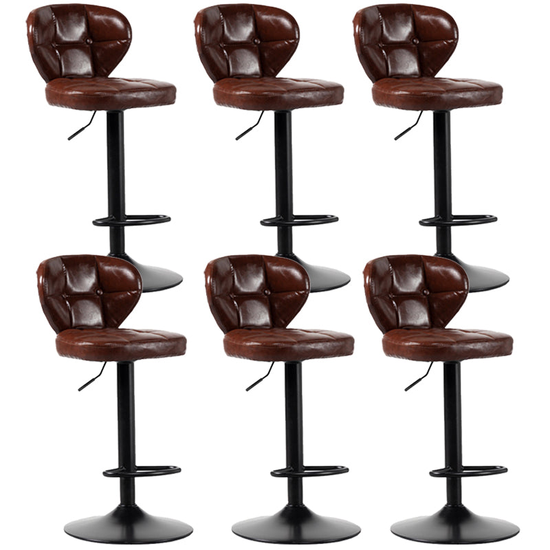 Scandinavian Metal Stool Adjustable Low Back Faux Leather Upholstered Counter Stool