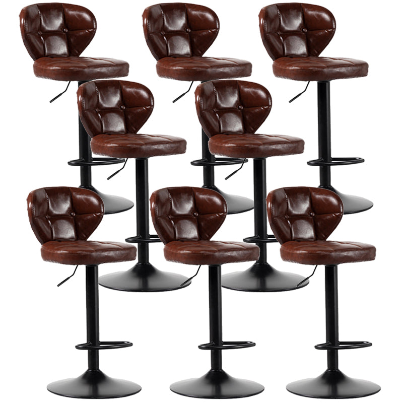 Scandinavian Metal Stool Adjustable Low Back Faux Leather Upholstered Counter Stool