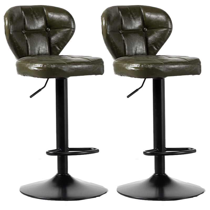 Scandinavian Metal Stool Adjustable Low Back Faux Leather Upholstered Counter Stool