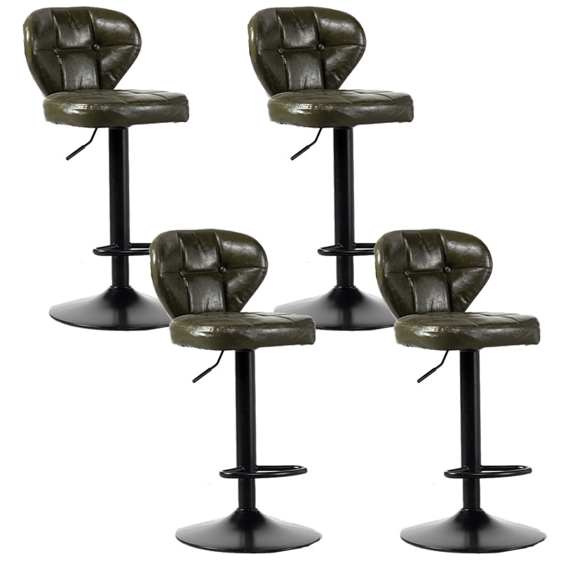 Scandinavian Metal Stool Adjustable Low Back Faux Leather Upholstered Counter Stool