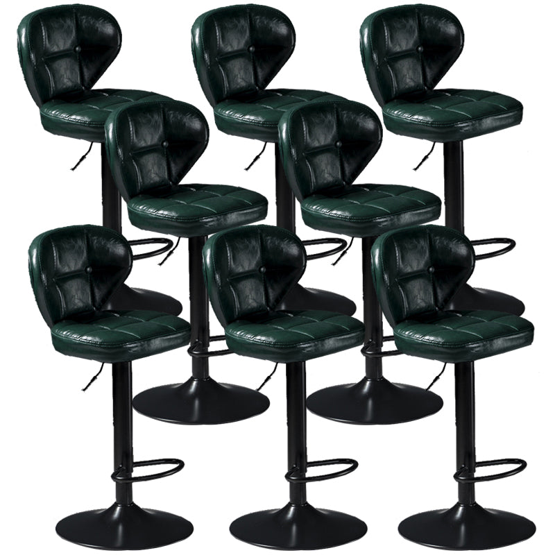 Scandinavian Metal Stool Adjustable Low Back Faux Leather Upholstered Counter Stool