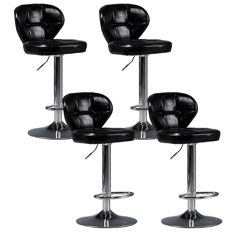 Scandinavian Metal Stool Adjustable Low Back Faux Leather Upholstered Counter Stool