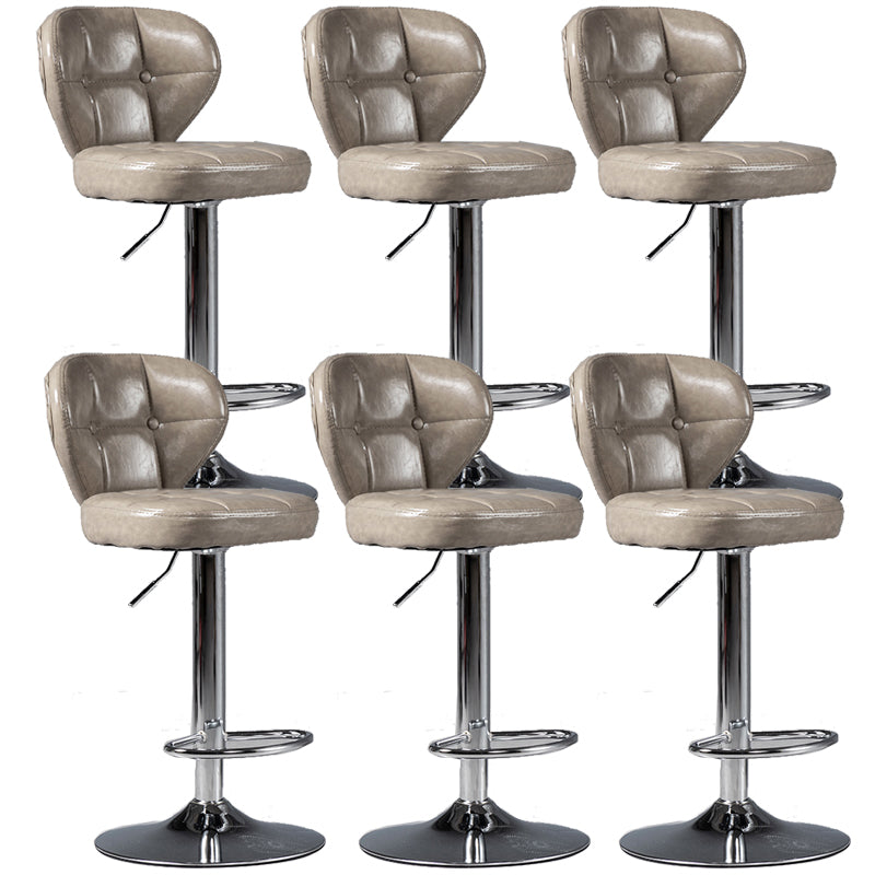 Scandinavian Metal Stool Adjustable Low Back Faux Leather Upholstered Counter Stool
