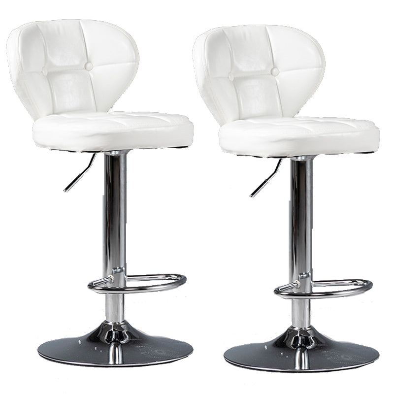 Scandinavian Metal Stool Adjustable Low Back Faux Leather Upholstered Counter Stool