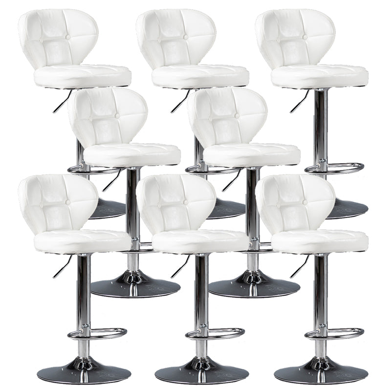 Scandinavian Metal Stool Adjustable Low Back Faux Leather Upholstered Counter Stool