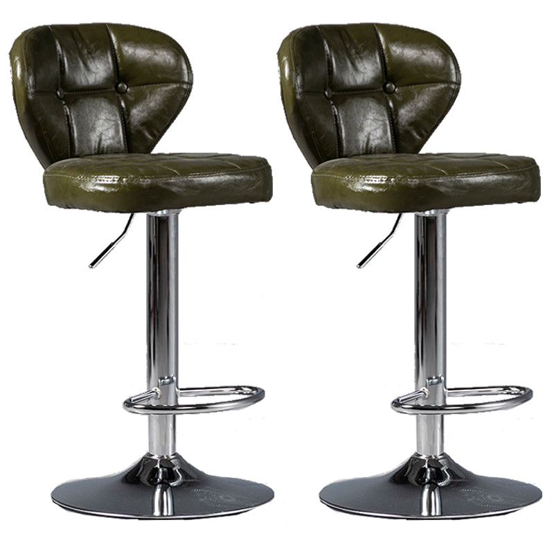 Scandinavian Metal Stool Adjustable Low Back Faux Leather Upholstered Counter Stool