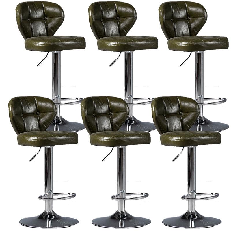 Scandinavian Metal Stool Adjustable Low Back Faux Leather Upholstered Counter Stool