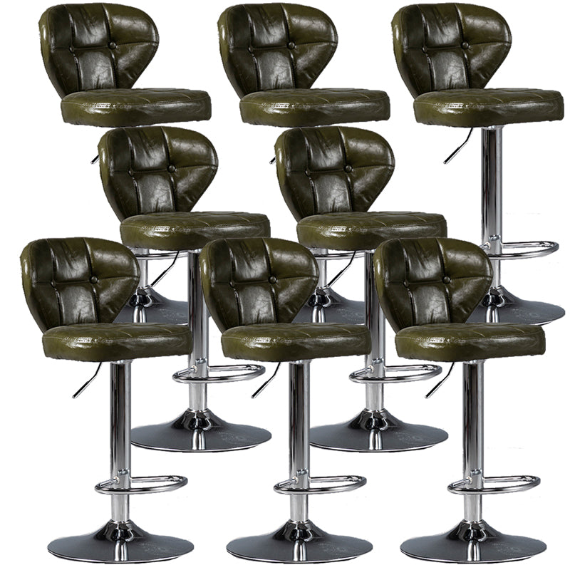 Scandinavian Metal Stool Adjustable Low Back Faux Leather Upholstered Counter Stool