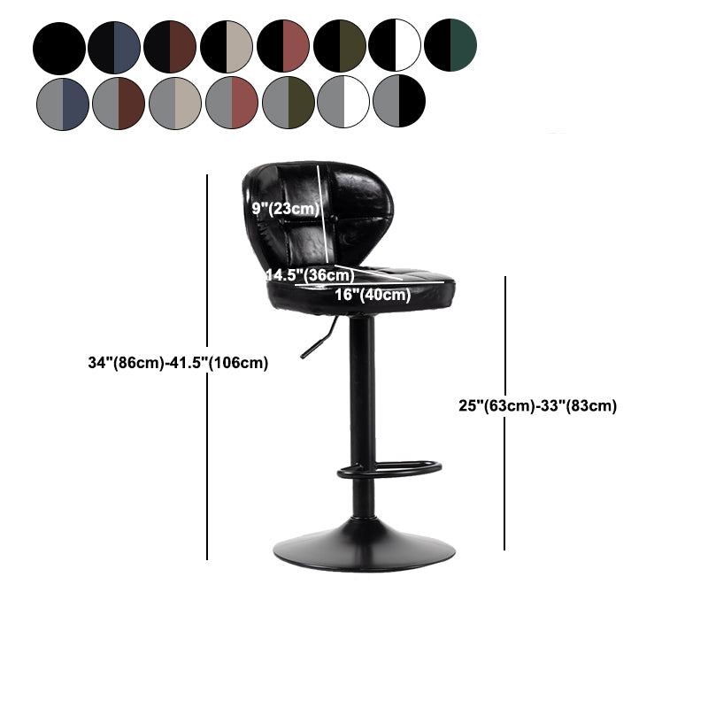 Scandinavian Metal Stool Adjustable Low Back Faux Leather Upholstered Counter Stool