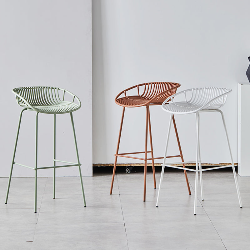 Industrial Metal Stool Metal Low Back Counter Stool in Matte Finish for Indoor