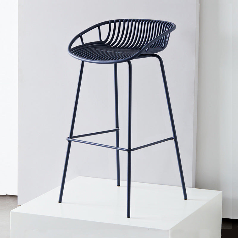 Industrial Metal Stool Metal Low Back Counter Stool in Matte Finish for Indoor