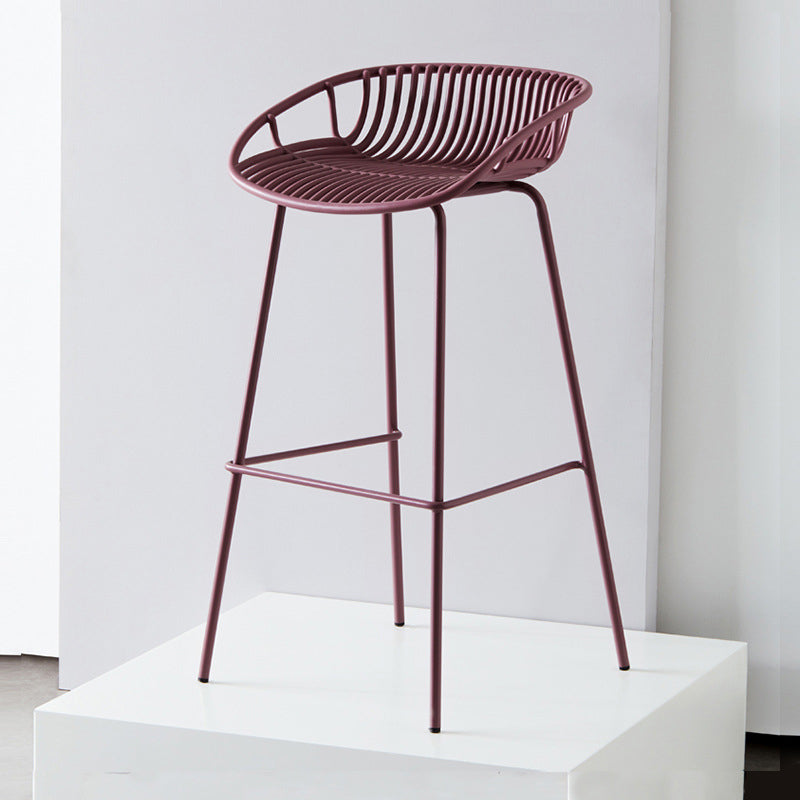 Industrial Metal Stool Metal Low Back Counter Stool in Matte Finish for Indoor