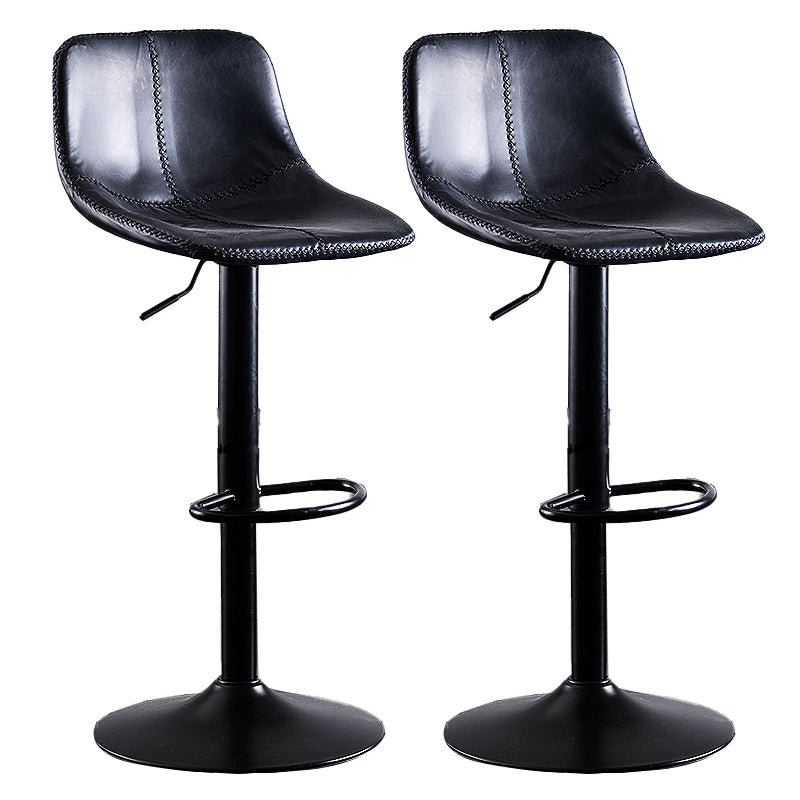 Contemporary Metal Barstool Low Back Faux Leather Barstools in Matte Finish Home