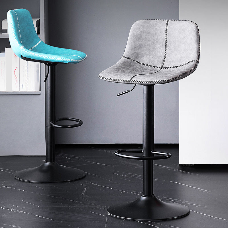 Contemporary Metal Barstool Low Back Faux Leather Barstools in Matte Finish Home