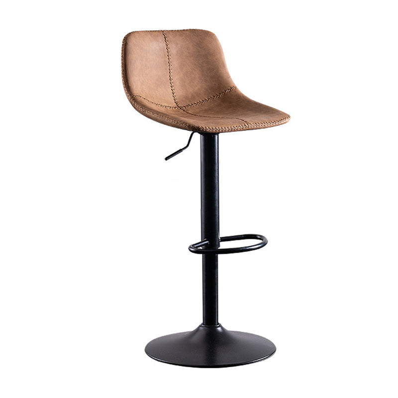 Contemporary Metal Barstool Low Back Faux Leather Barstools in Matte Finish Home