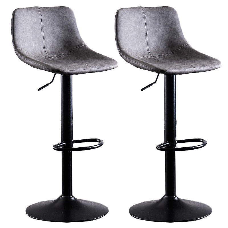 Contemporary Metal Barstool Low Back Faux Leather Barstools in Matte Finish Home