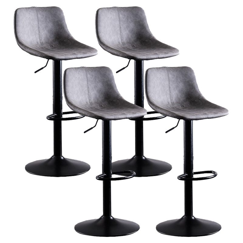 Contemporary Metal Barstool Low Back Faux Leather Barstools in Matte Finish Home