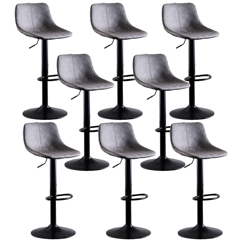 Contemporary Metal Barstool Low Back Faux Leather Barstools in Matte Finish Home