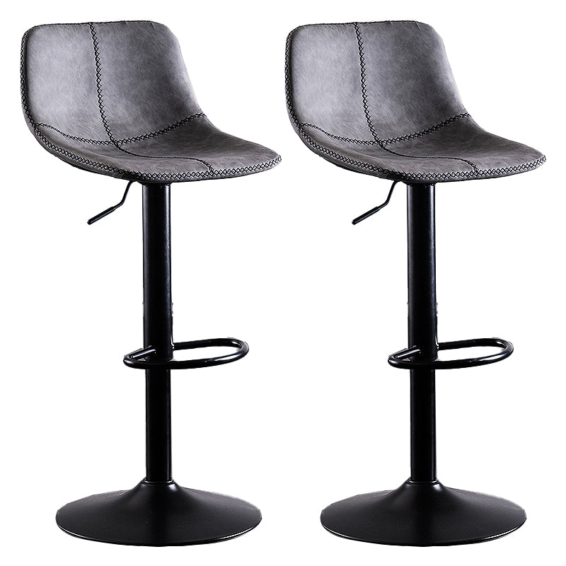 Contemporary Metal Barstool Low Back Faux Leather Barstools in Matte Finish Home