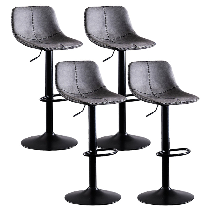 Contemporary Metal Barstool Low Back Faux Leather Barstools in Matte Finish Home