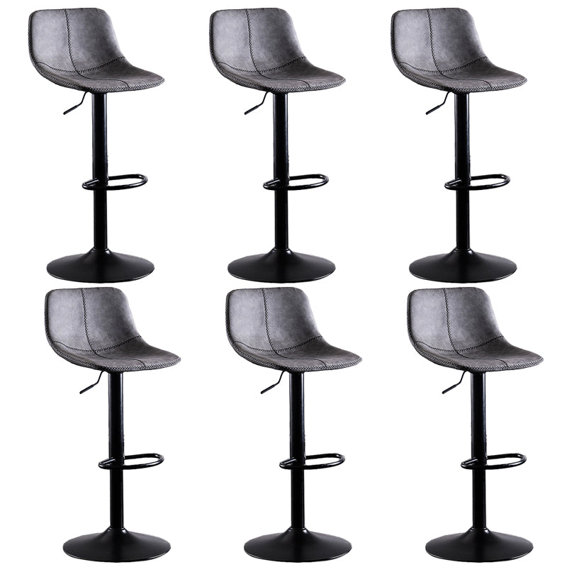 Contemporary Metal Barstool Low Back Faux Leather Barstools in Matte Finish Home