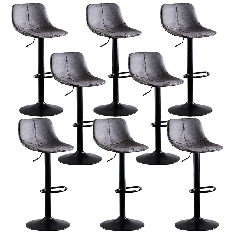 Contemporary Metal Barstool Low Back Faux Leather Barstools in Matte Finish Home