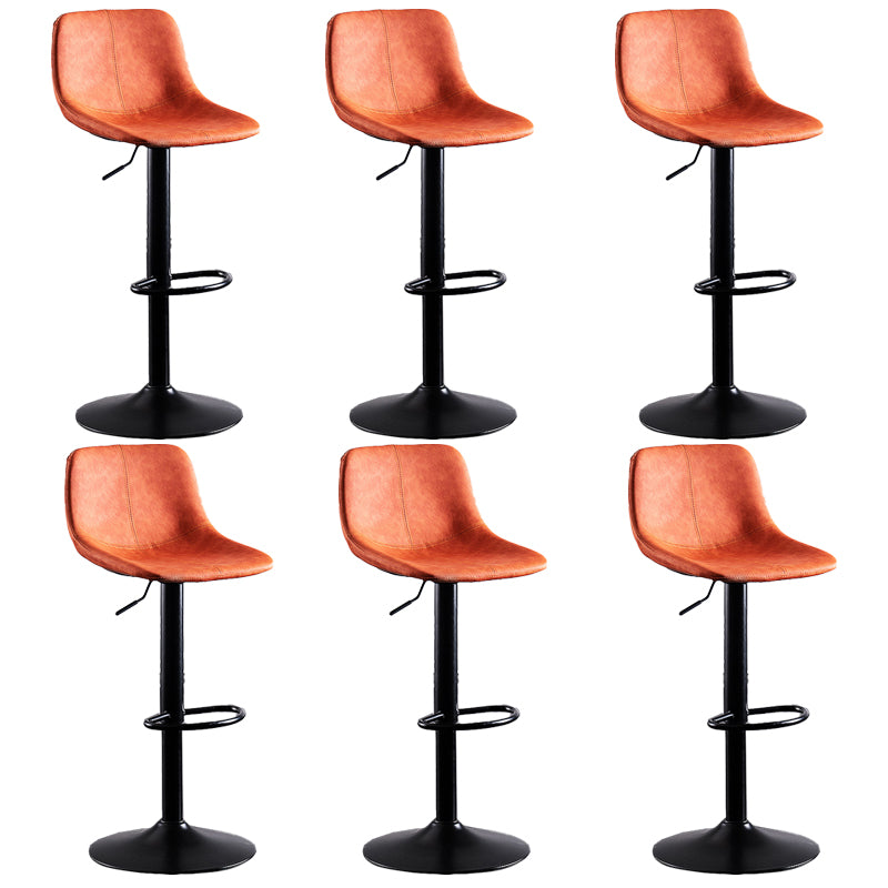Contemporary Metal Barstool Low Back Faux Leather Barstools in Matte Finish Home