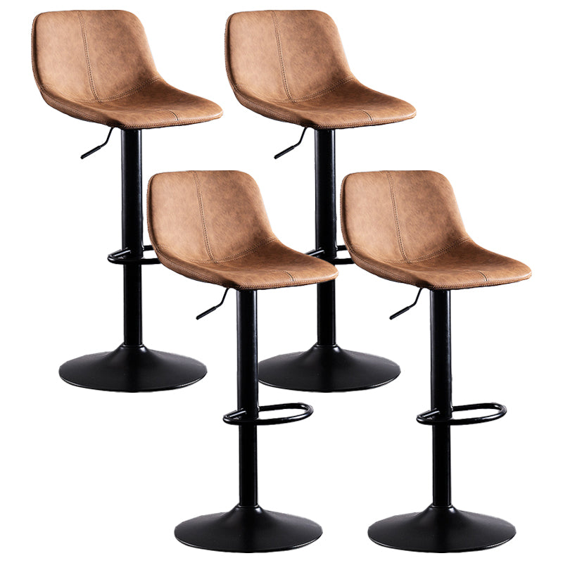 Contemporary Metal Barstool Low Back Faux Leather Barstools in Matte Finish Home