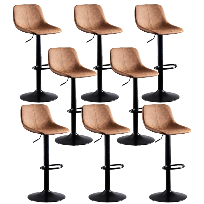 Contemporary Metal Barstool Low Back Faux Leather Barstools in Matte Finish Home